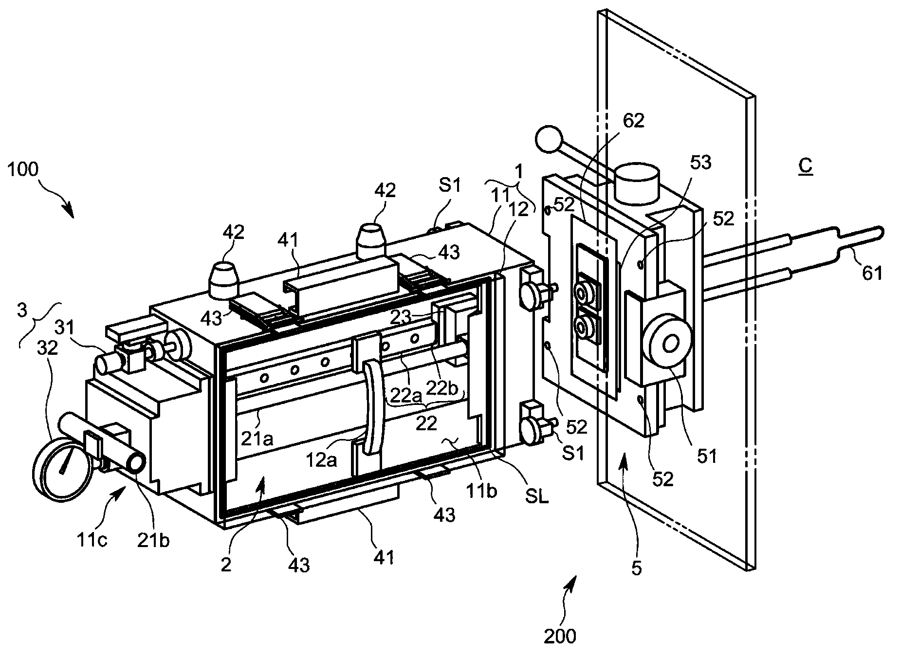 Filament exchange jig and filament exchange structure