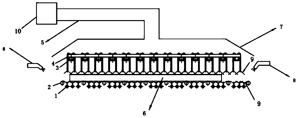 Quick-cooling device for reducing surface crack generation rate of hot-feeding casting blank