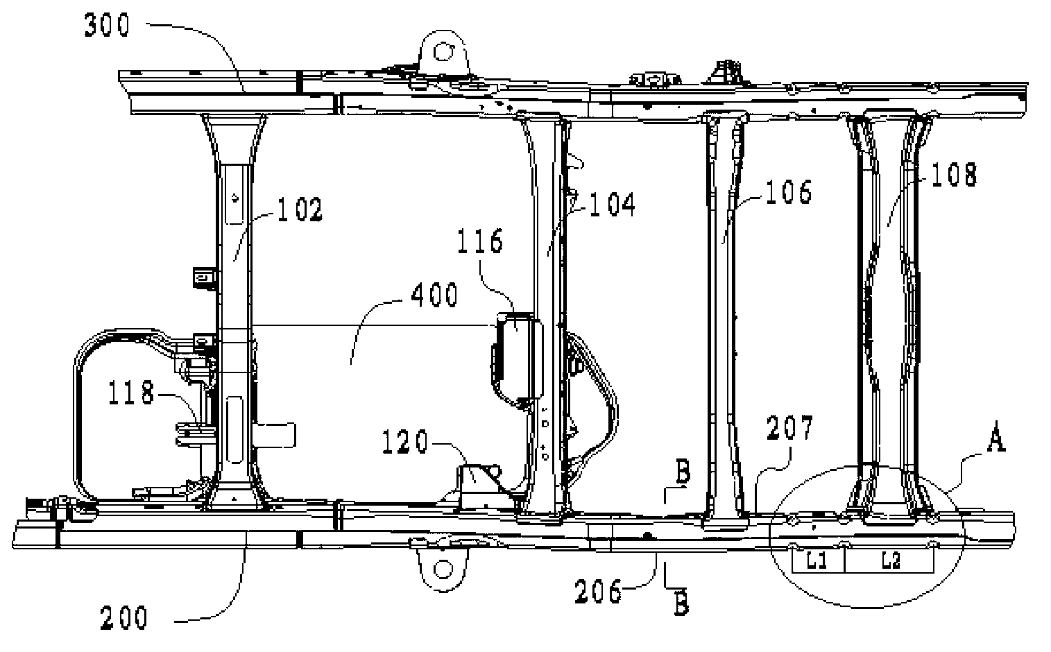 Automobile frame for automobile and automobile with same