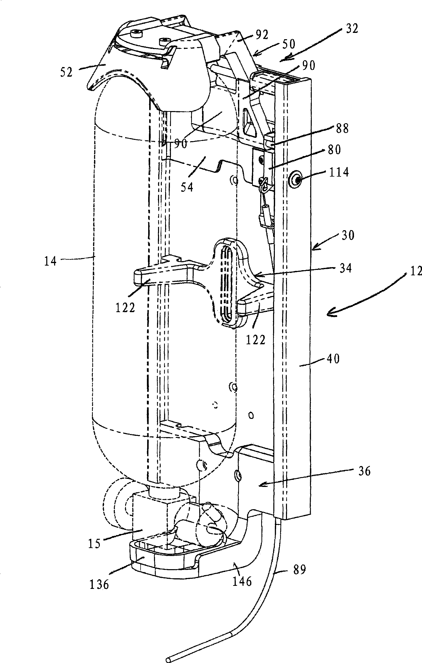 Automatic locking scba mounting bracket assembly