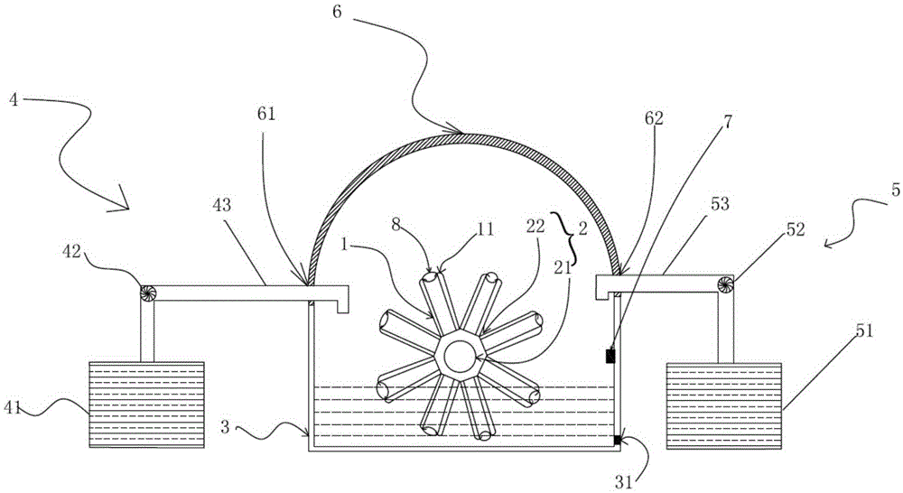 Double cleaning and spin-drying device with water level monitoring function for test tubes