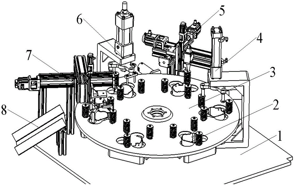 Automatic laser welding device for fixing legs of motor shell