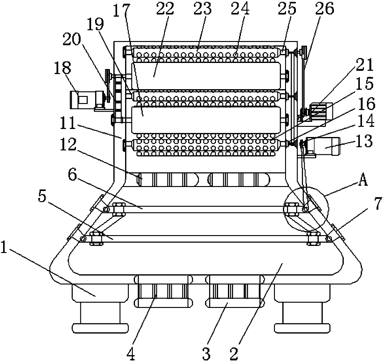 Efficient dried fruit drying and air-drying integrated device