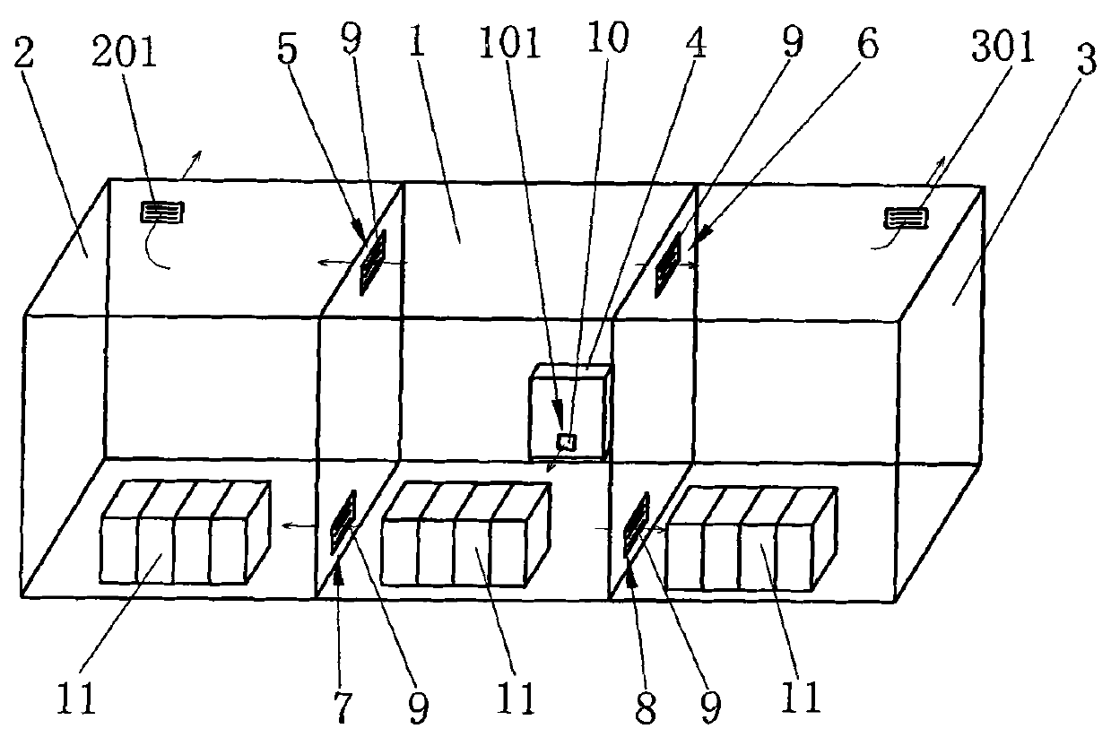 High voltage capacitor chamber with adjacent structure