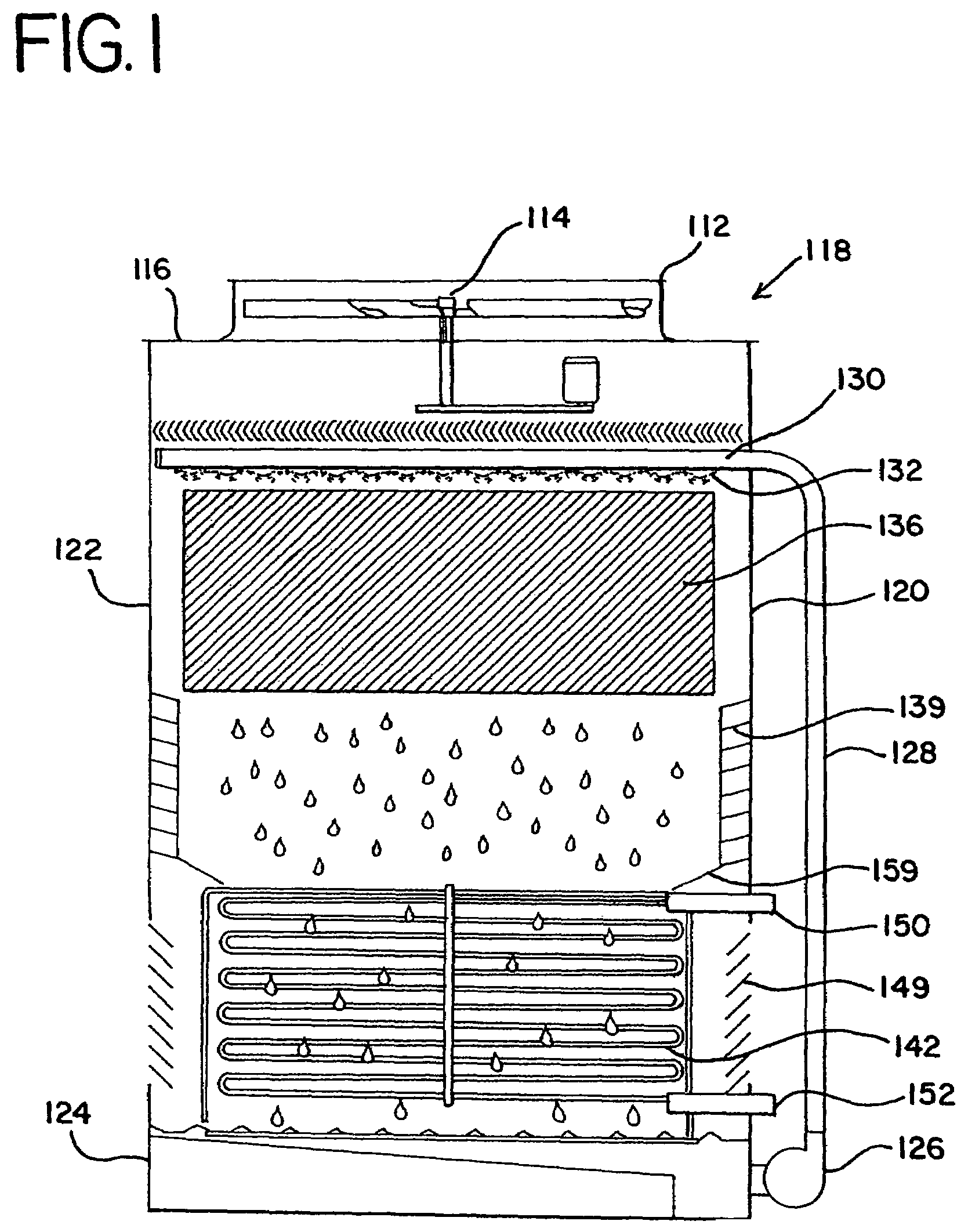 Cooling tower with direct and indirect cooling sections