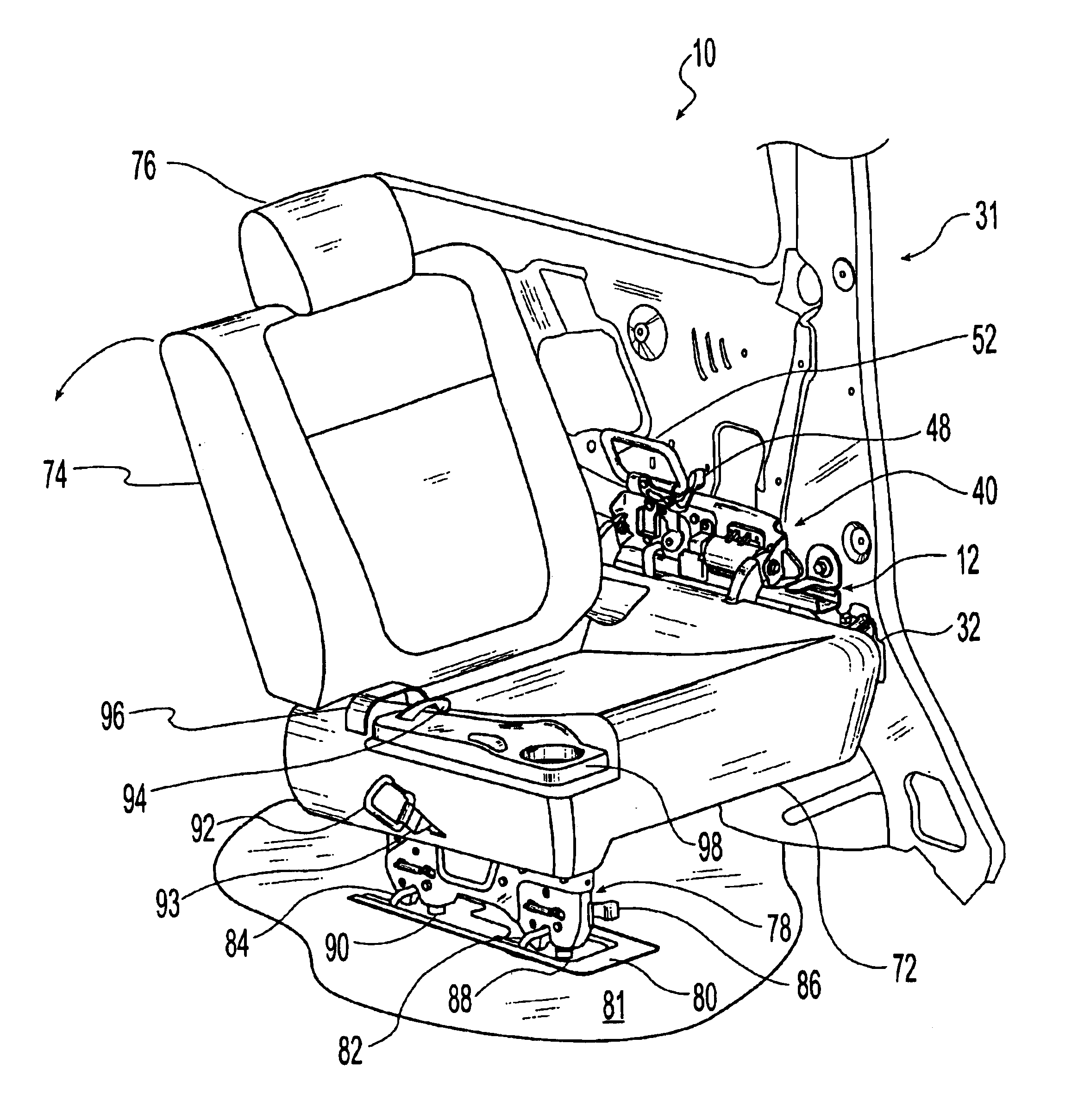 Removable jump seat for a vehicle