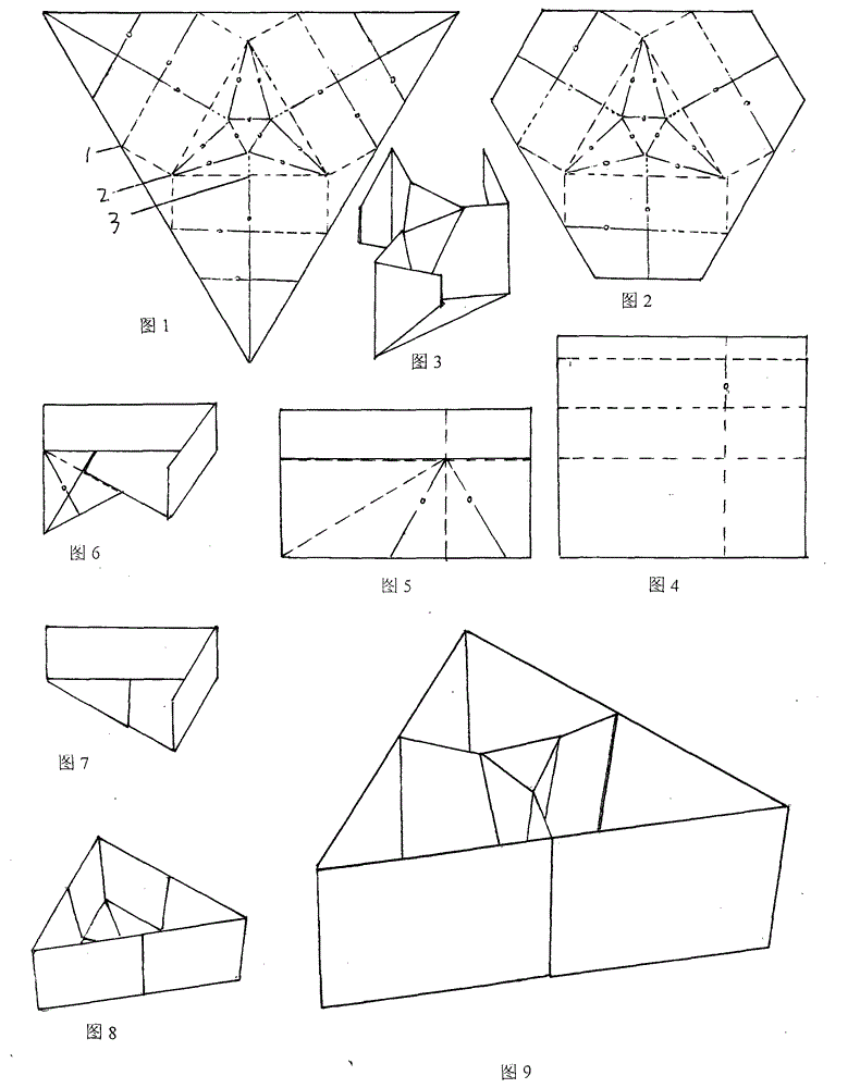 Folding method of interlayer combined triangular box