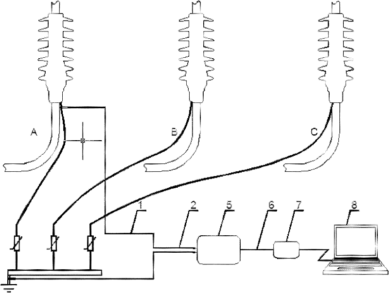 Medium-high voltage single-core crosslinked cable induction voltage and circular-current online detection method and device