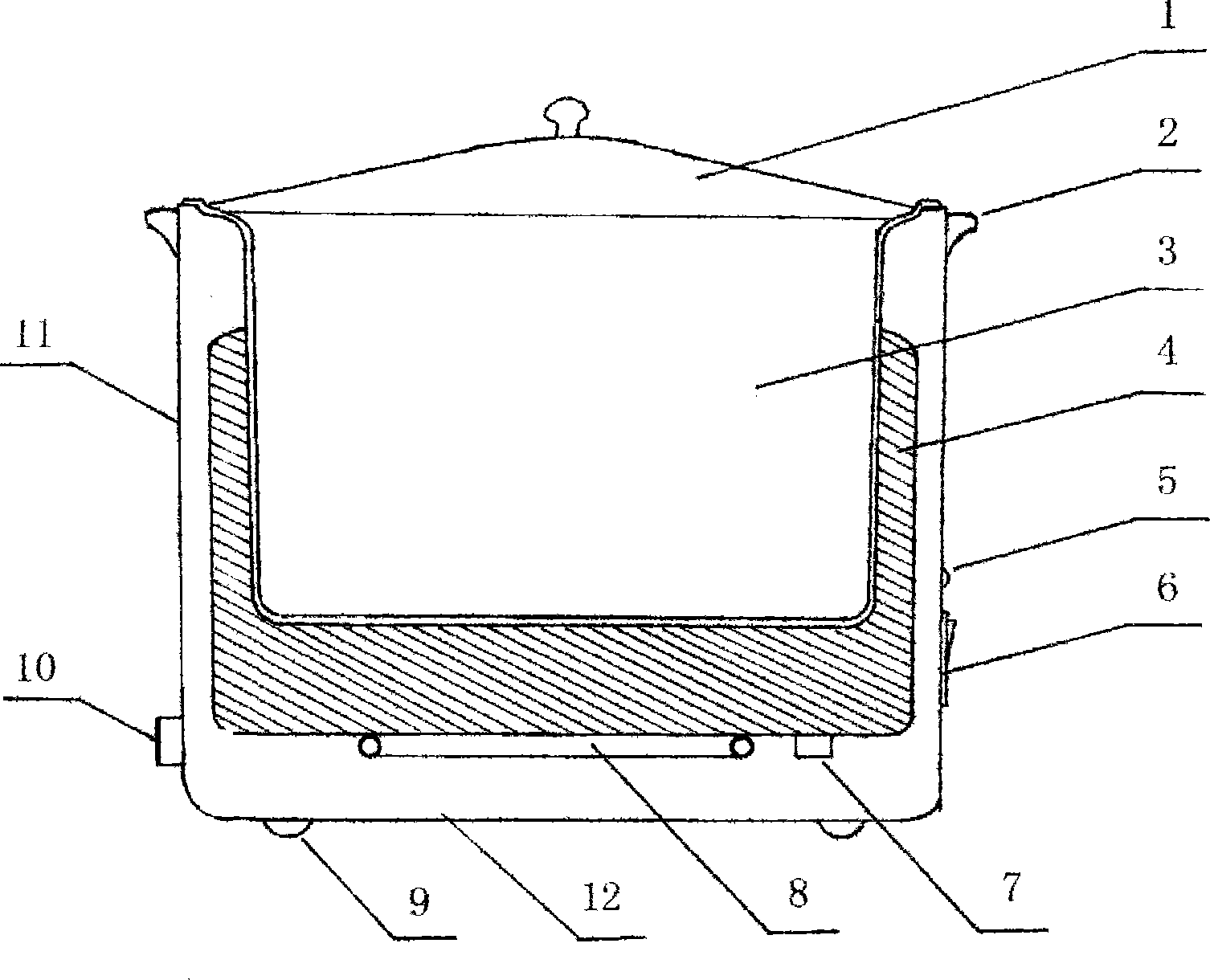 Superconductive energy-saving and heat-accumulating domestic slow cooker and manufacturing method thereof