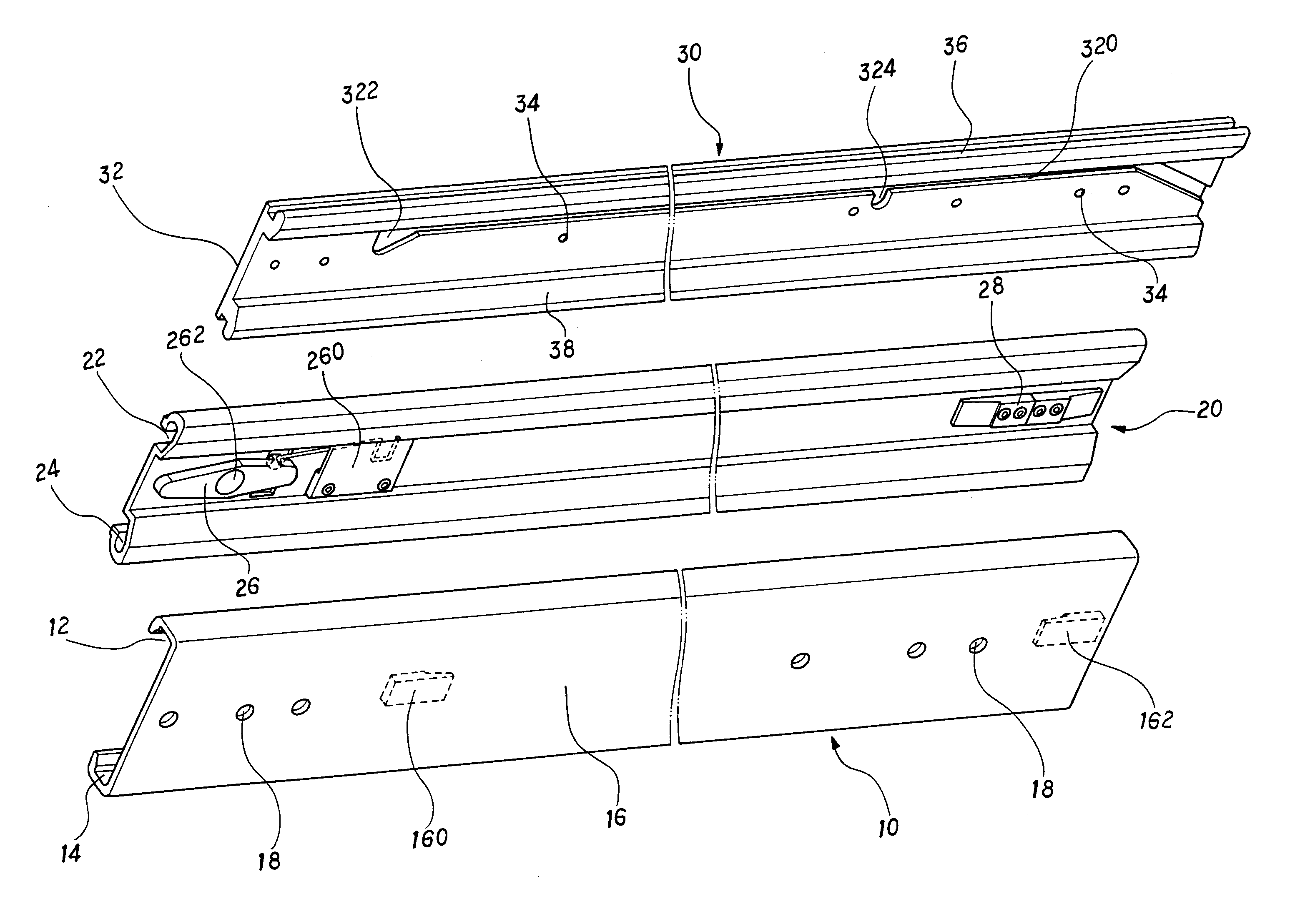 Rail arranged on a frame and provides multiple steps sliding movement