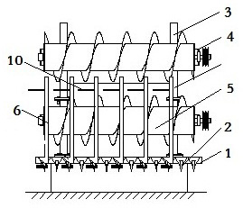 Long-stalk crop vertical conveying header and conveying device thereof