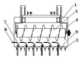 Long-stalk crop vertical conveying header and conveying device thereof