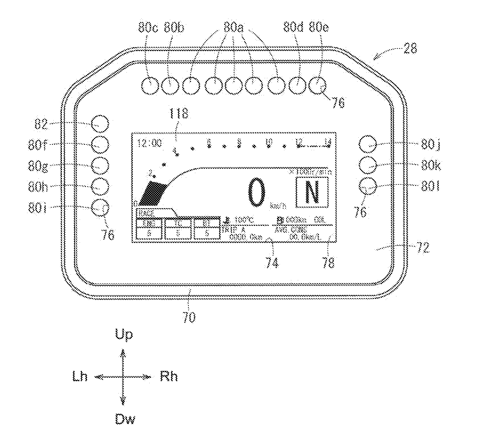 Liquid crystal display device, motorcycle including same, and method of using same