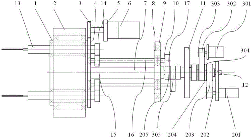 Battery cell coiling needle rotation and revolution device