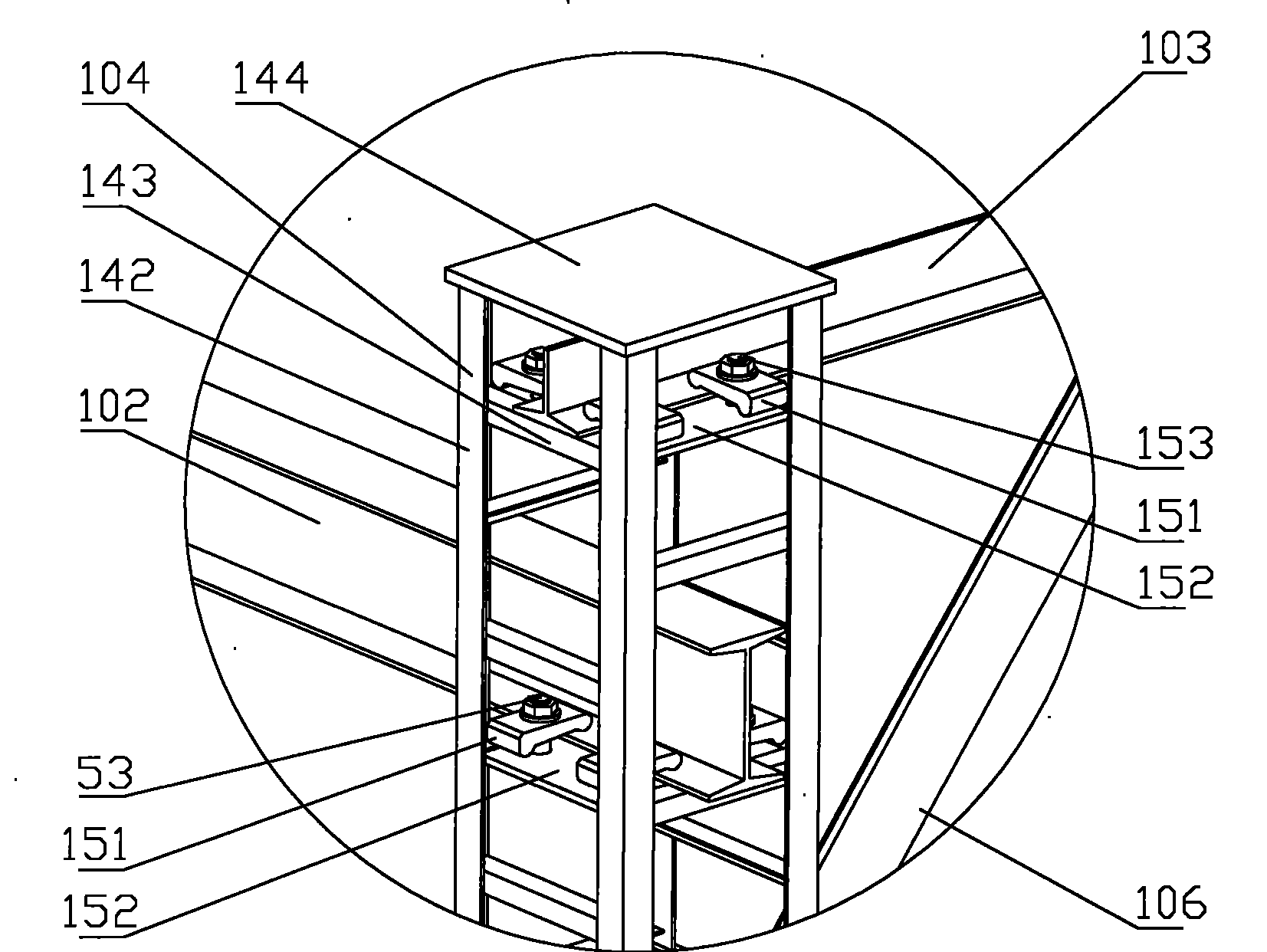 Combined type automobile white body dynamic and static state performance flexible integrated test system