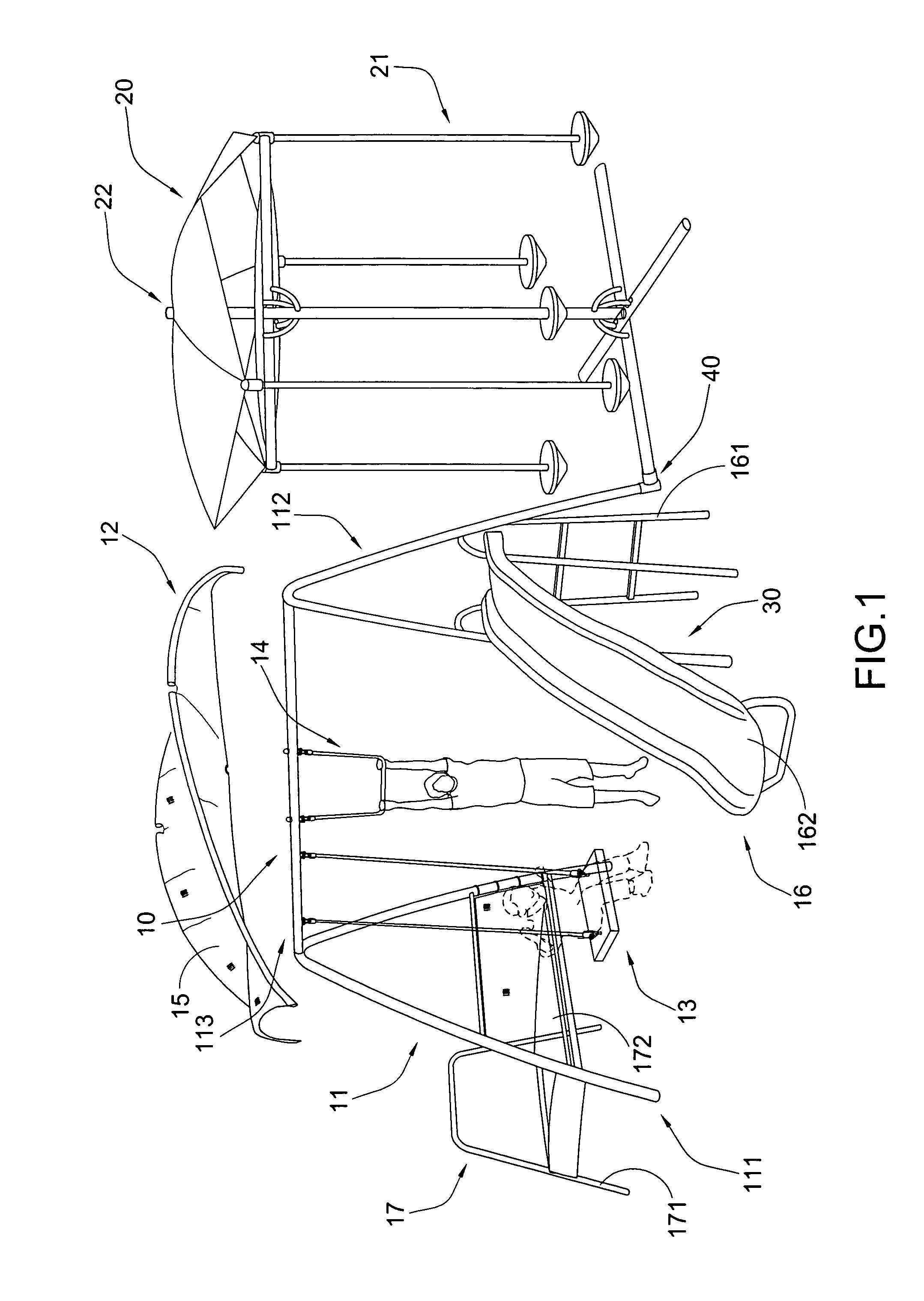 Outdoor playground with shading apparatus