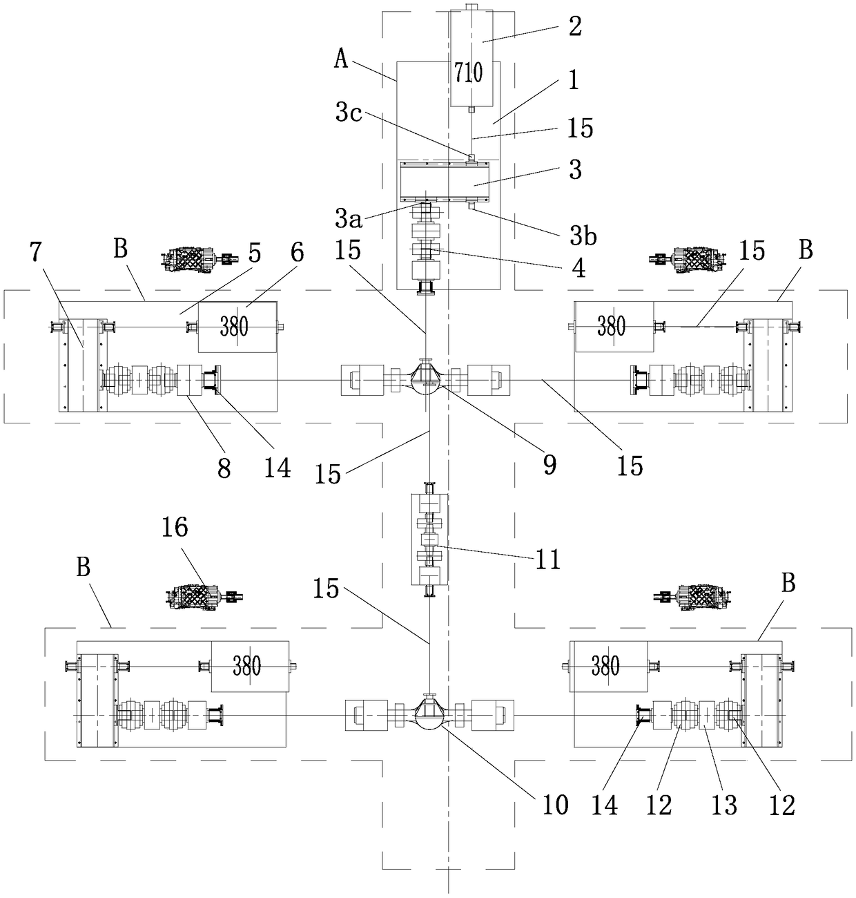 Heavy-duty car dual-drive tandem testbed