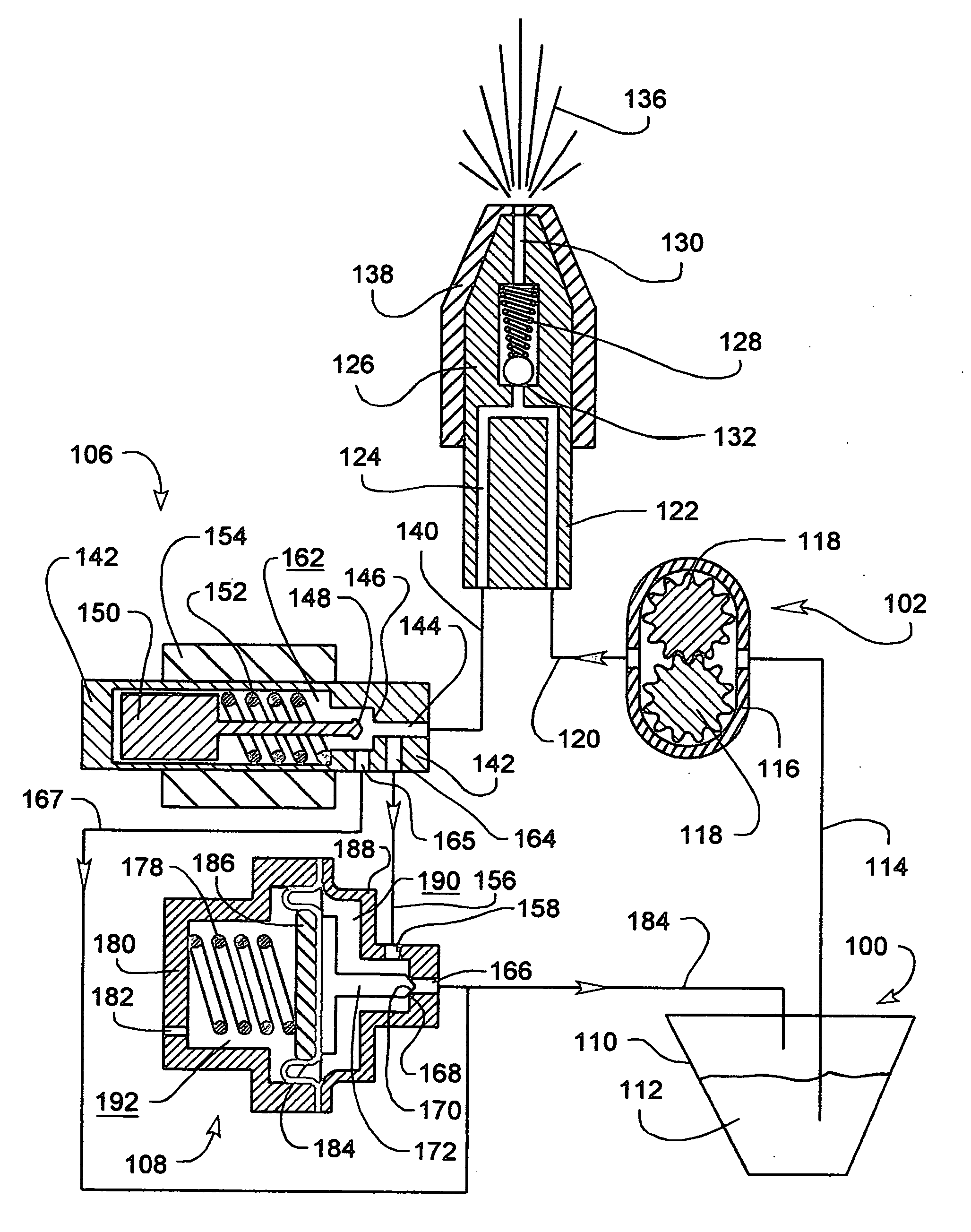 Pulsed spray system of reduced power consumption