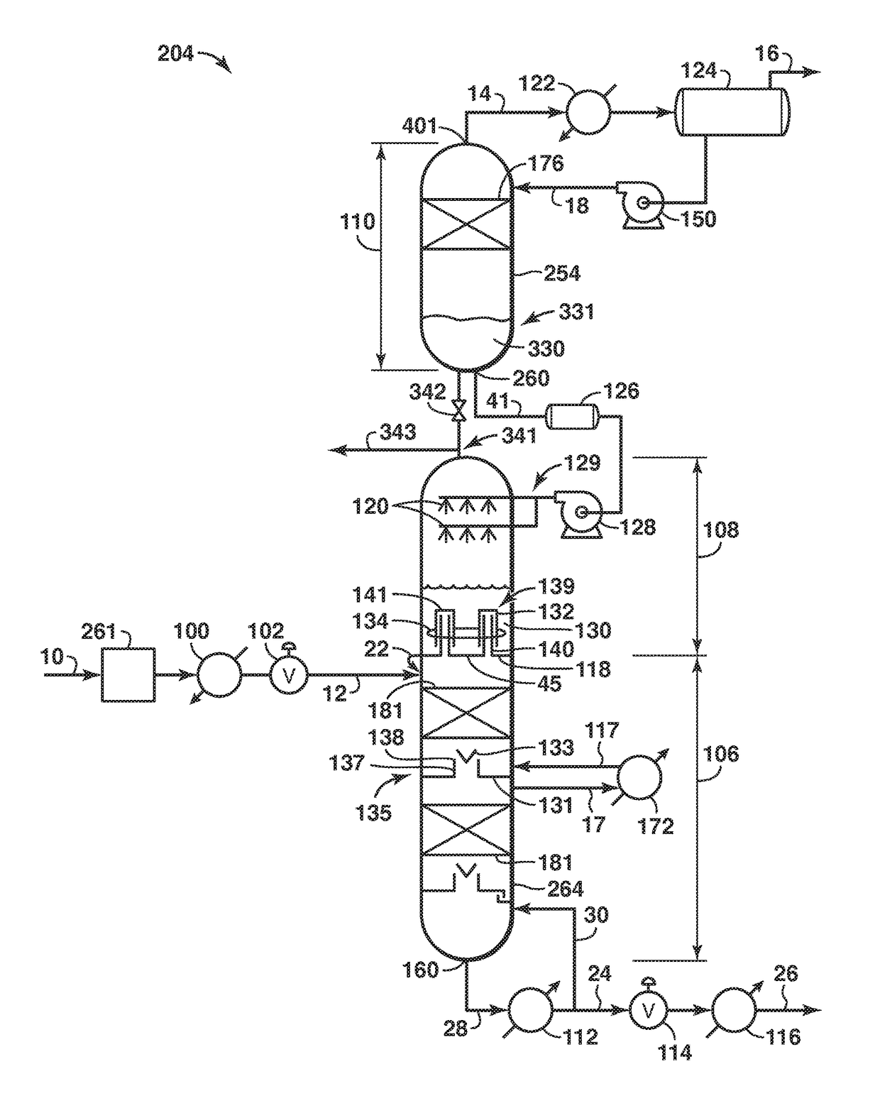 Method and system for separating fluids in a distillation tower