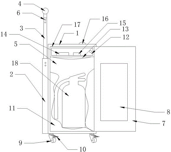 Convenient-to-move alarming fire extinguisher cabinet