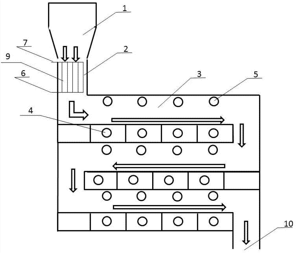 Moving bed brown coal drying method and device