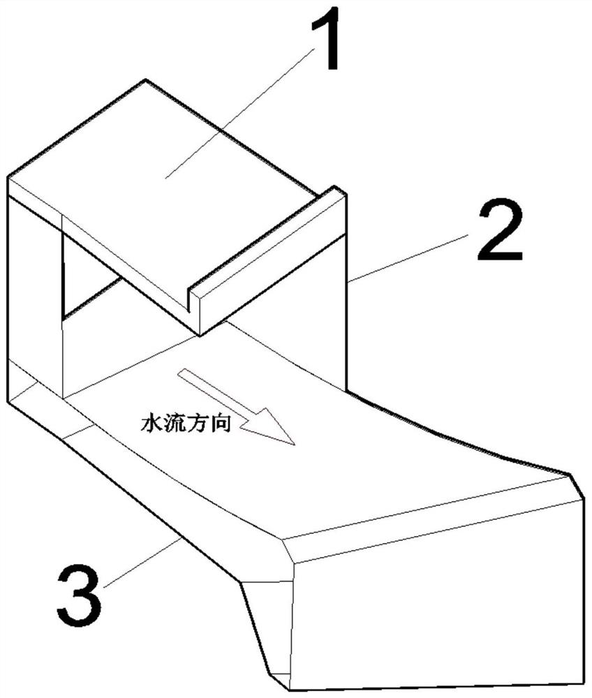 Unilateral diffusion and beveled flip bucket combined energy dissipation facility