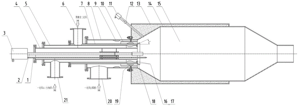 Biomass low-temperature pre-burning low-volatile inferior coal low-NOx combustion device