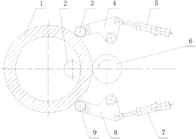 System and method for measuring centre position and exradius of ring by utilizing snubber rolls