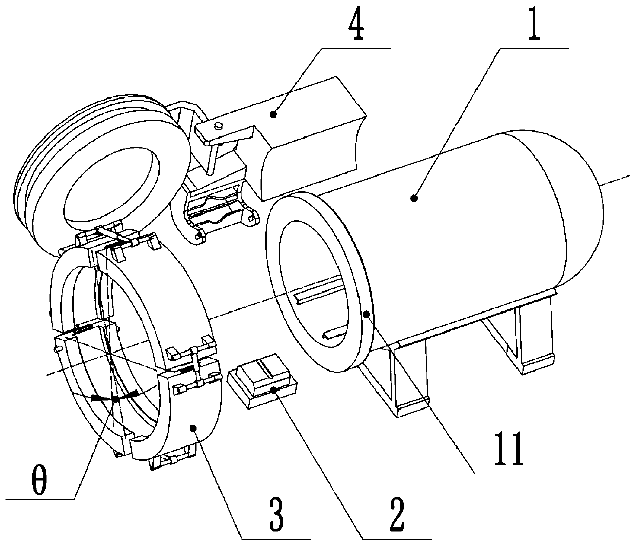 Four-block combination two-way opening and closing clamp horizontal type supercritical fluid foaming quick-opening device