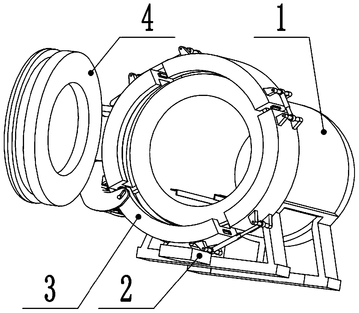 Four-block combination two-way opening and closing clamp horizontal type supercritical fluid foaming quick-opening device