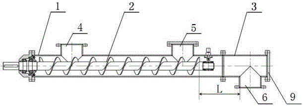 Conveying screw device with sealing function and application of conveying screw device