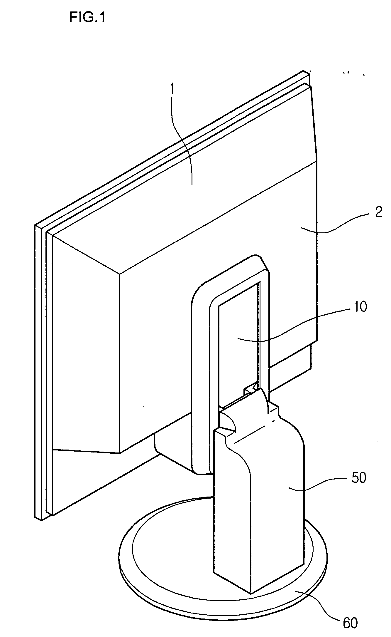 Height adjusting device of a display device and stand for display device