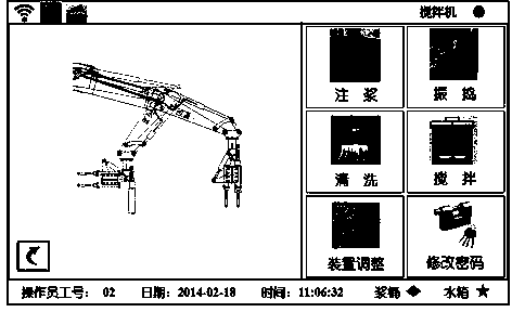 Automatic control system for distorted concrete grouting and vibrating device