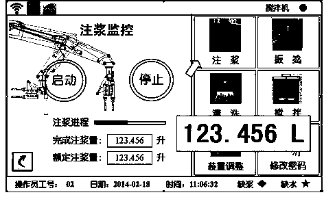 Automatic control system for distorted concrete grouting and vibrating device