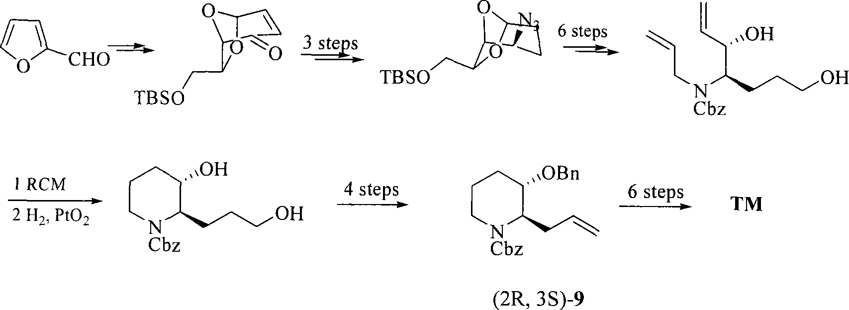 Process of synthesizing (2R, 3S)-3-alkyl siloxy-2-allyl-1-alkoxy carbonyl-pyridine