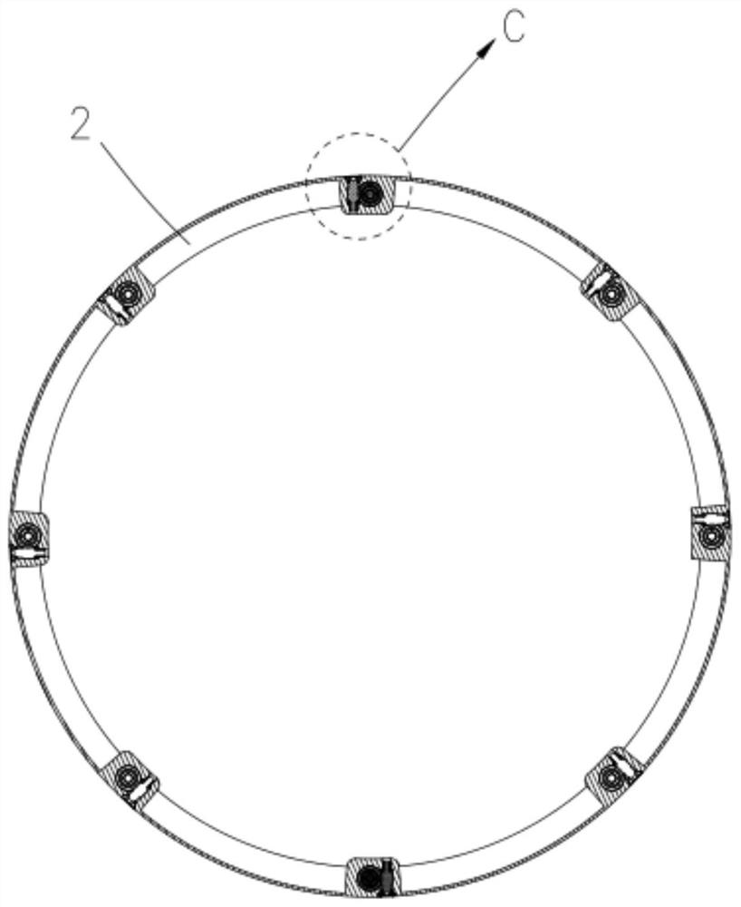 Cabin section connecting structure and aircraft