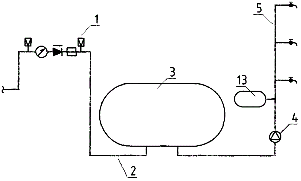 Water supply system and container and boost pump thereof and water supply method