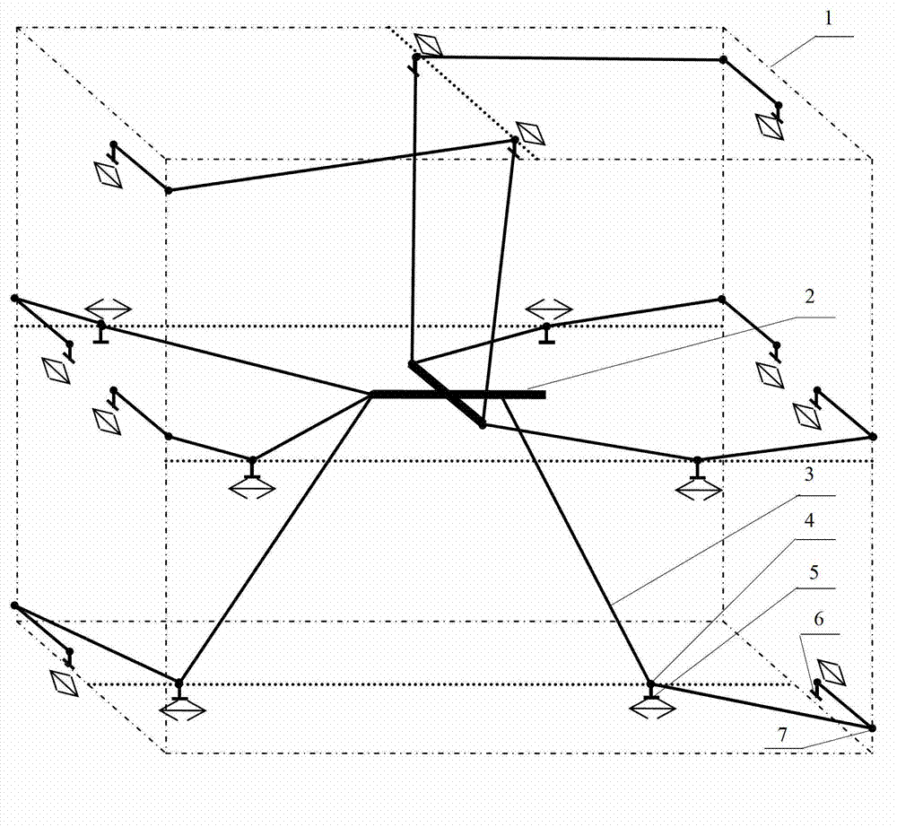 Variable-structure rope-traction parallel robot for wind tunnel test