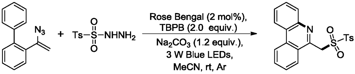 Method for synthesizing 6-sulfurylmethylphenanthridine derivatives through visible light catalysis