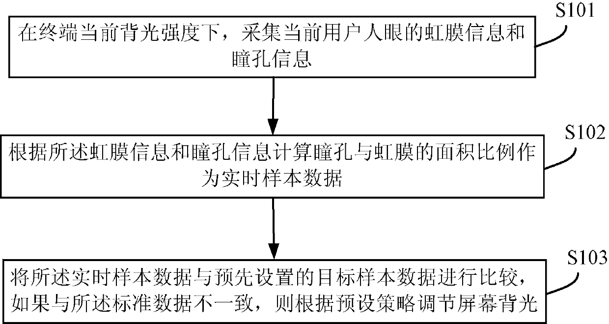 Terminal screen backlight adjusting method and terminal