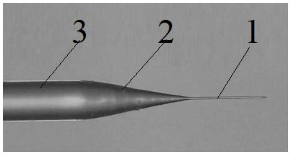 Large-length-diameter-ratio optical fiber nanoprobe and preparation method and application thereof