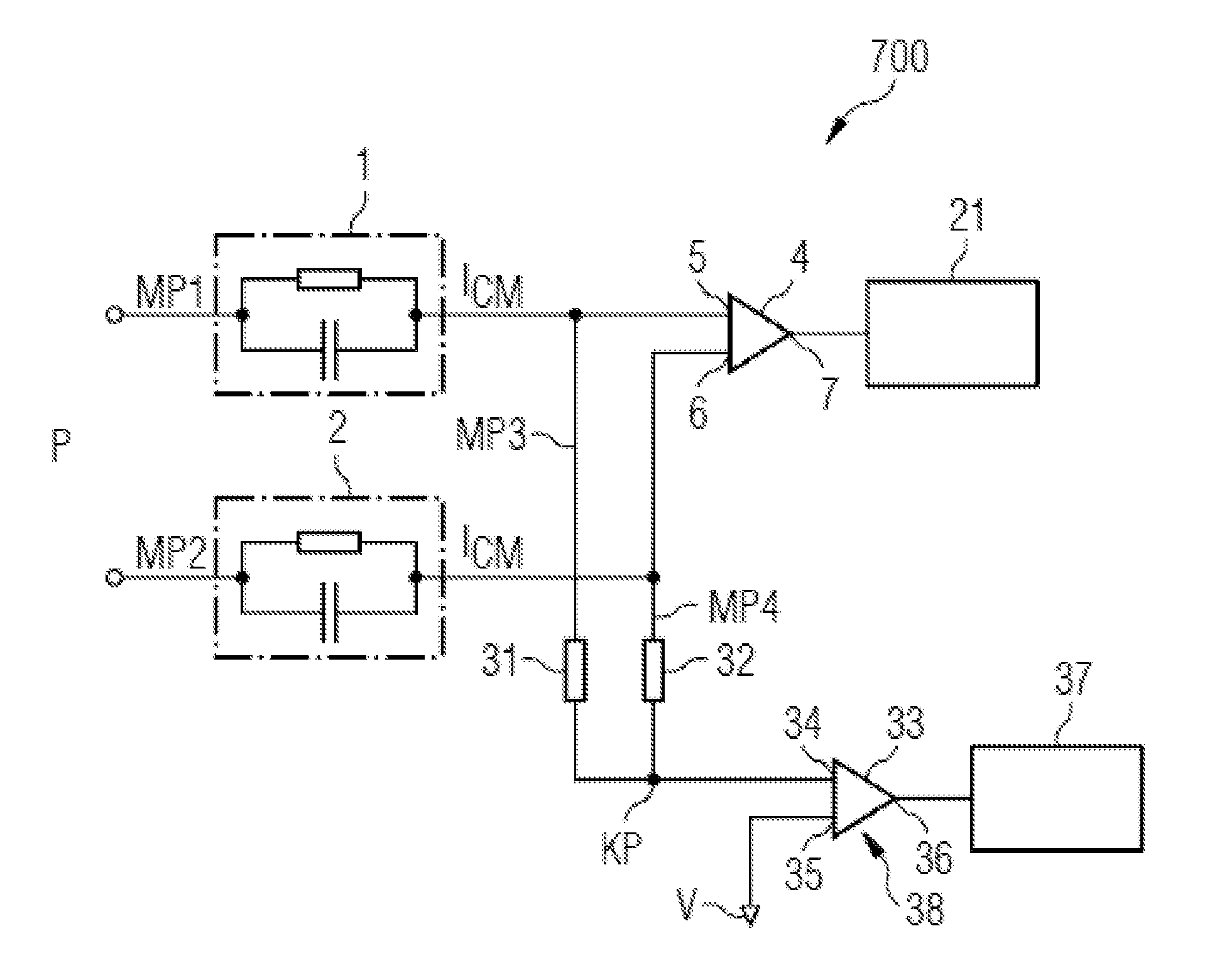 Rejection of the common-mode signal component in the measurement of bioelectric signals