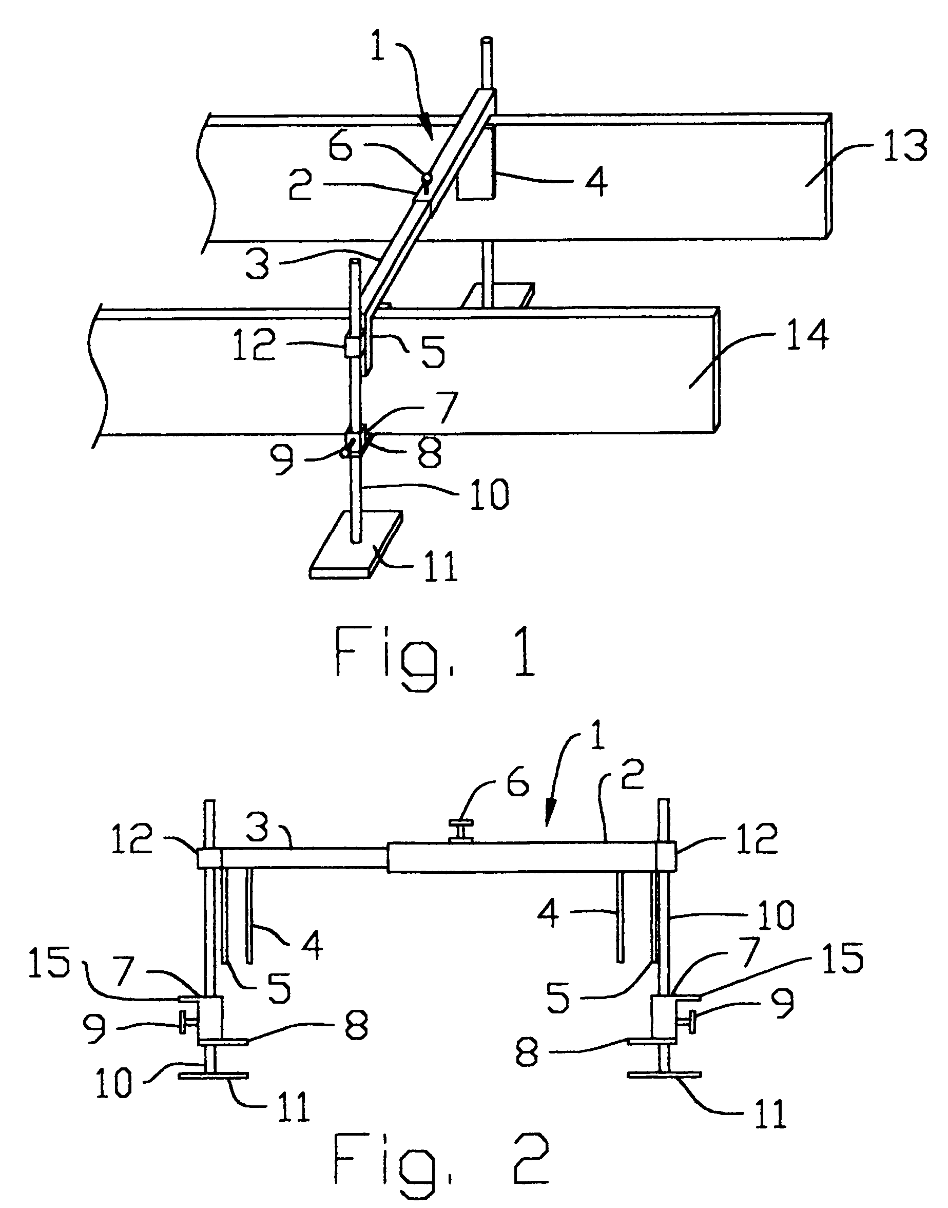 Form frame for concrete footings having means to prevent relative movement between the form boards and the ground surface