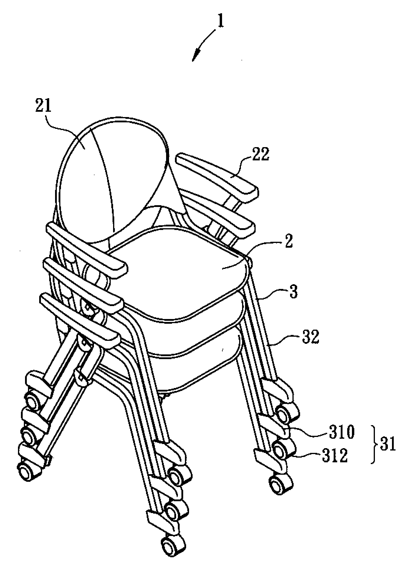 Chair capable of being firmly stacked