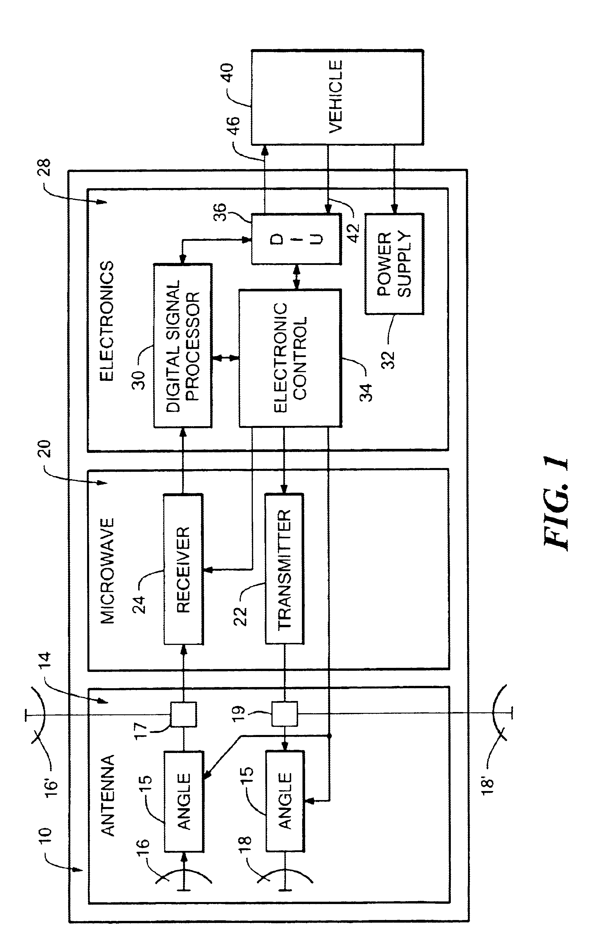 Back-up aid indicator using FMCW chirp signal or a time domain pulse signal