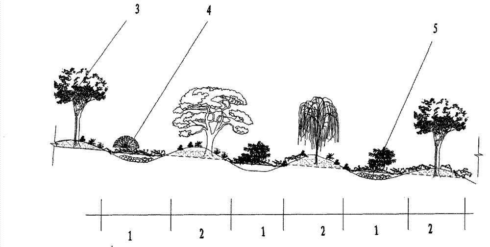 Construction method of furrow-shaped slow flow ecological purification system