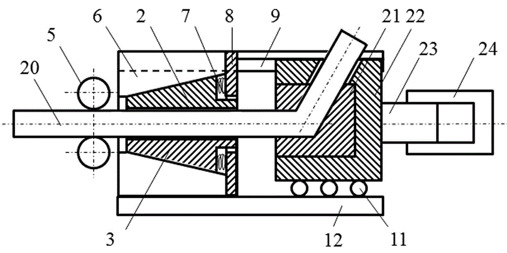 Stepping continuous extrusion device and method for metal severe plastic deformation