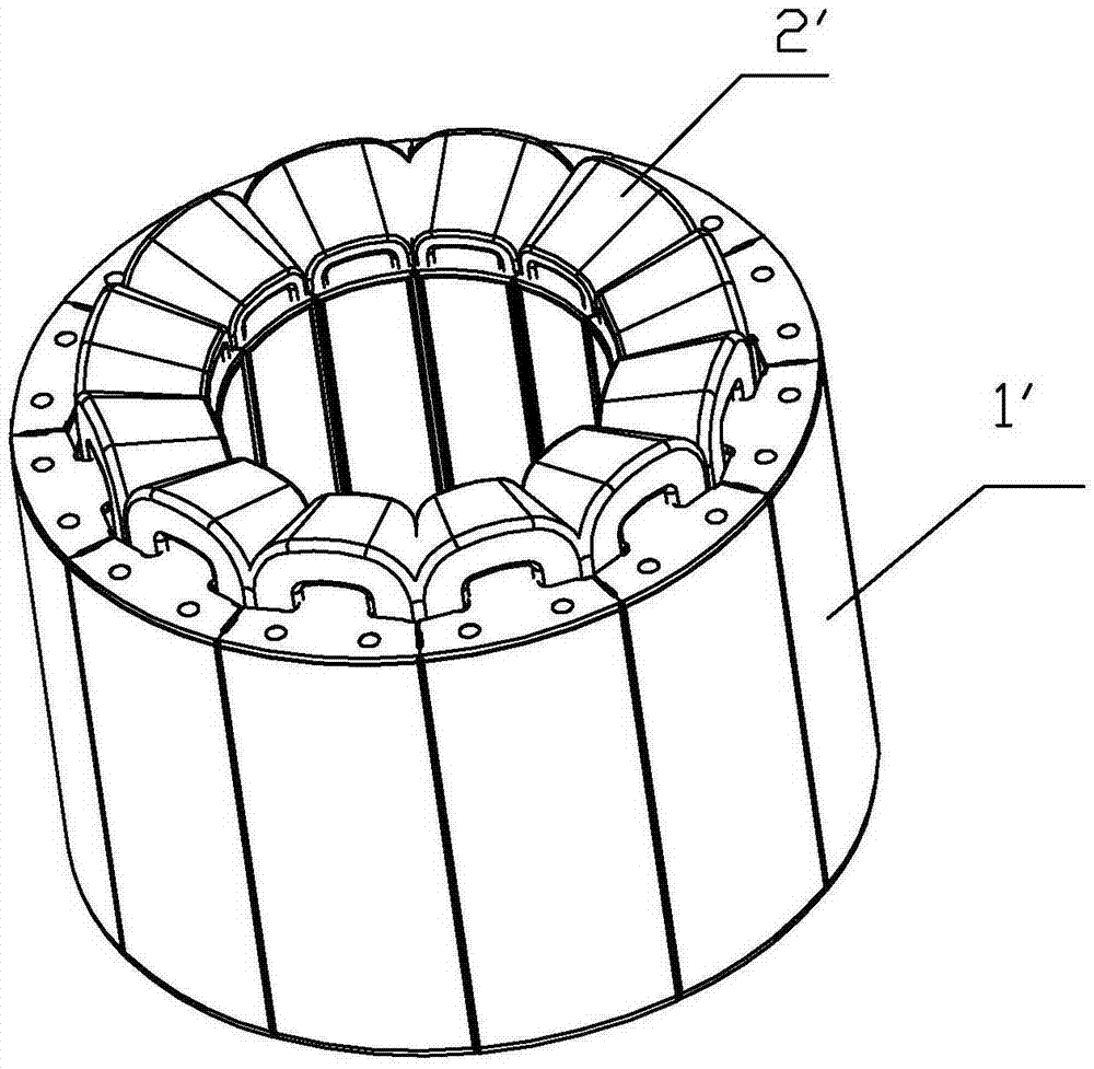 Large-diameter motor stator structure and mounting method thereof