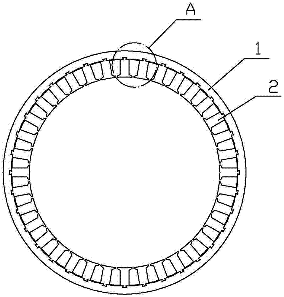 Large-diameter motor stator structure and mounting method thereof