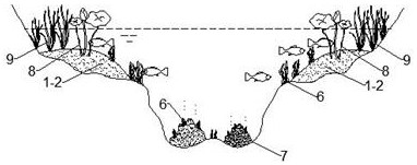 Large shallow lake deep and shallow bottom layer landform reconstruction and benign stable ecological system